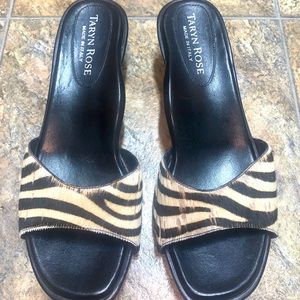 Taryn Rose Zebra Pring Heeled Sandals Size 10 (40) Women’s Rose Bottoms (Italy￼)